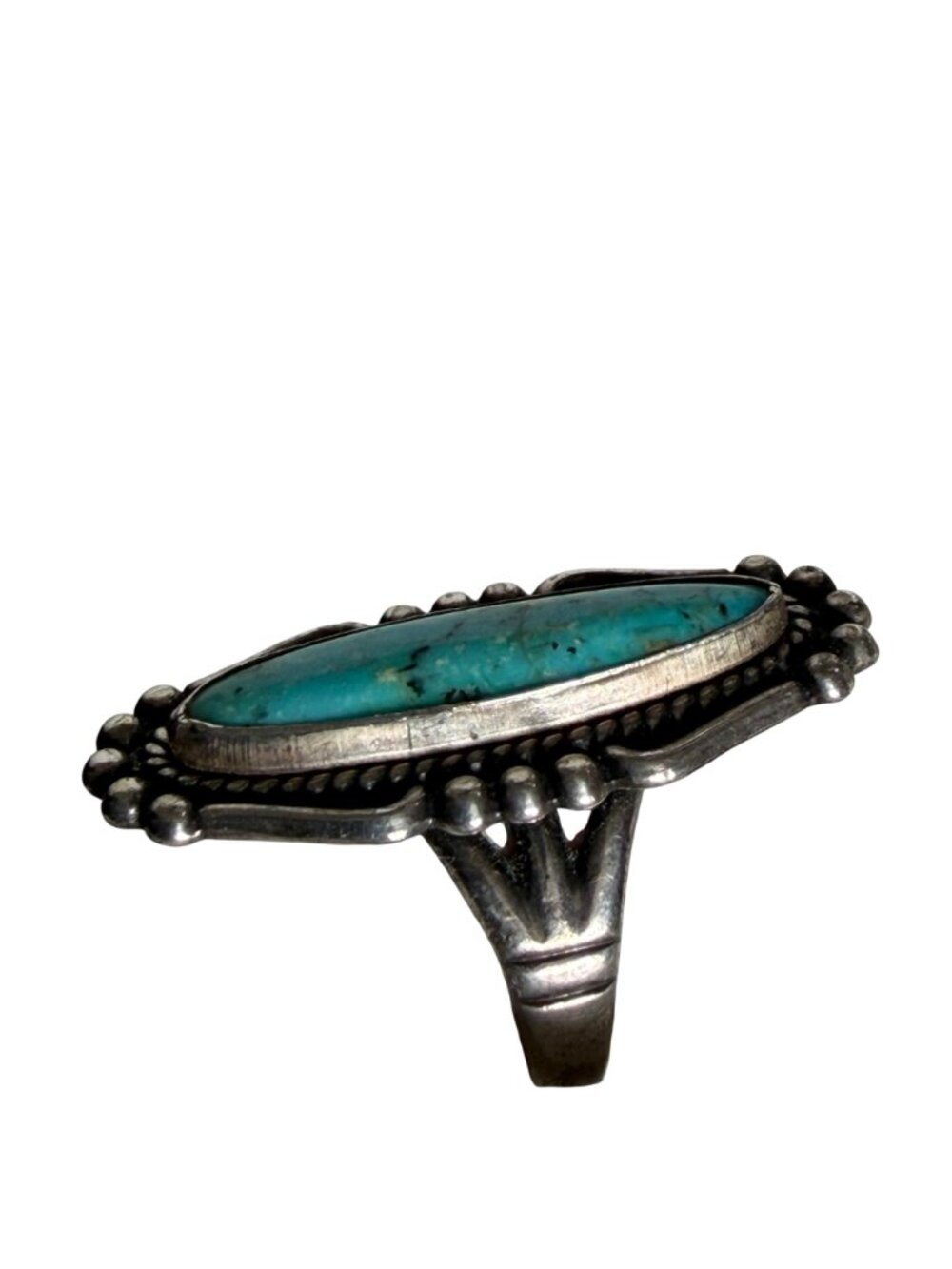 Vintage Bell Trading Post Sterling Turquoise Oval Ring 7 gr Sz 6 Southwestern - Picture 4 of 13
